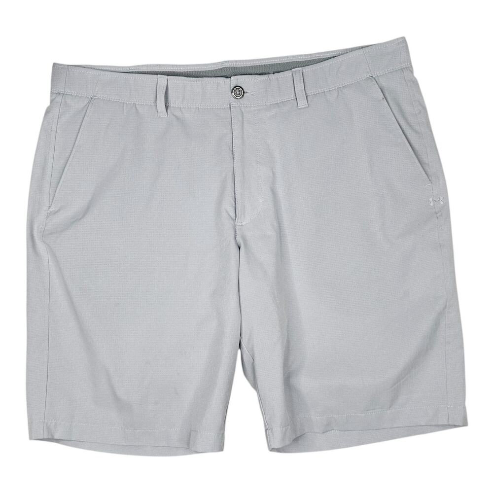 Under Armour Heat Gear Loose Fit grey flat front shorts men's size 40 waist
